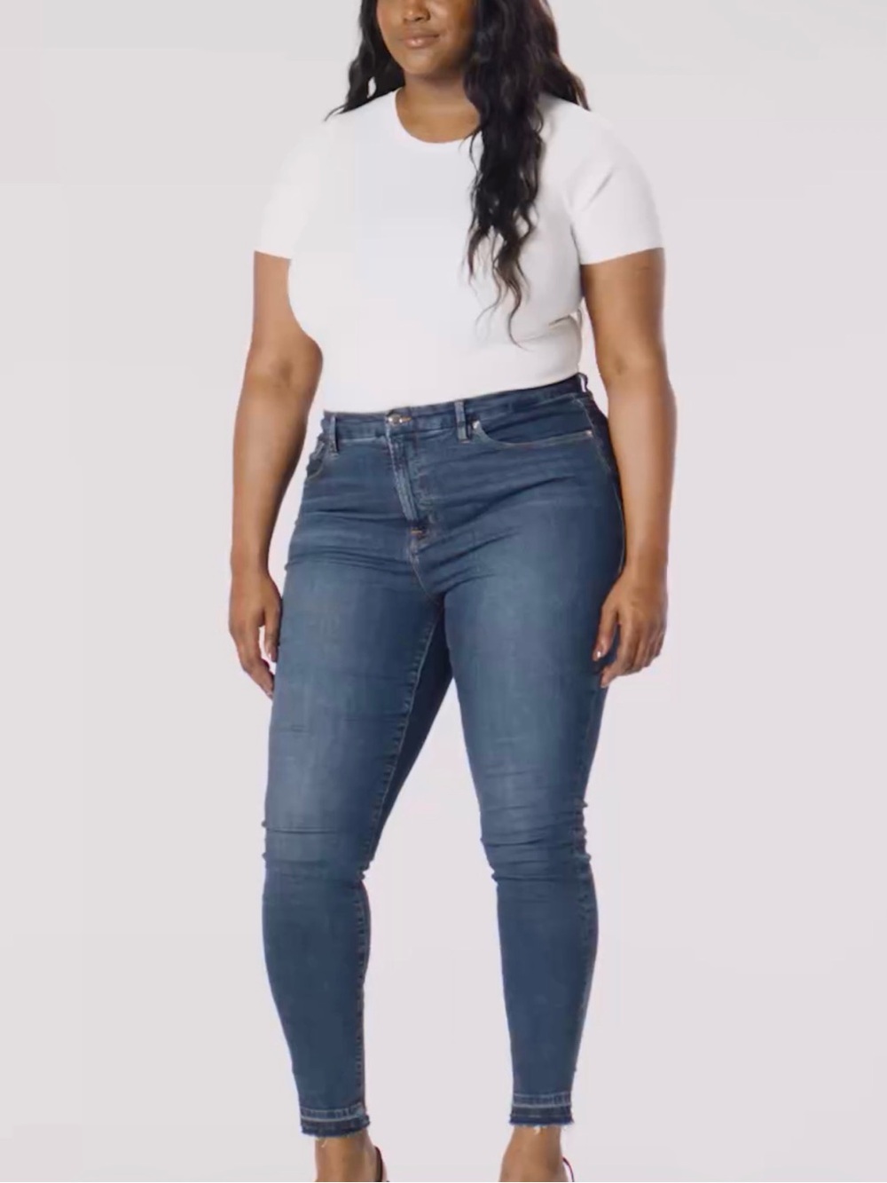 Good American Good Waist High Rise Skinny— Dark Blue Denim-NWT